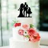 Bride and Groom Silhouette Wedding Cake Topper With a Daughter Bride and Groom Dancing Cake Topper Little Girl Family Toddler Blended Family for Proposal,Wedding,Engagement,Birthday,Anniversary. view 1