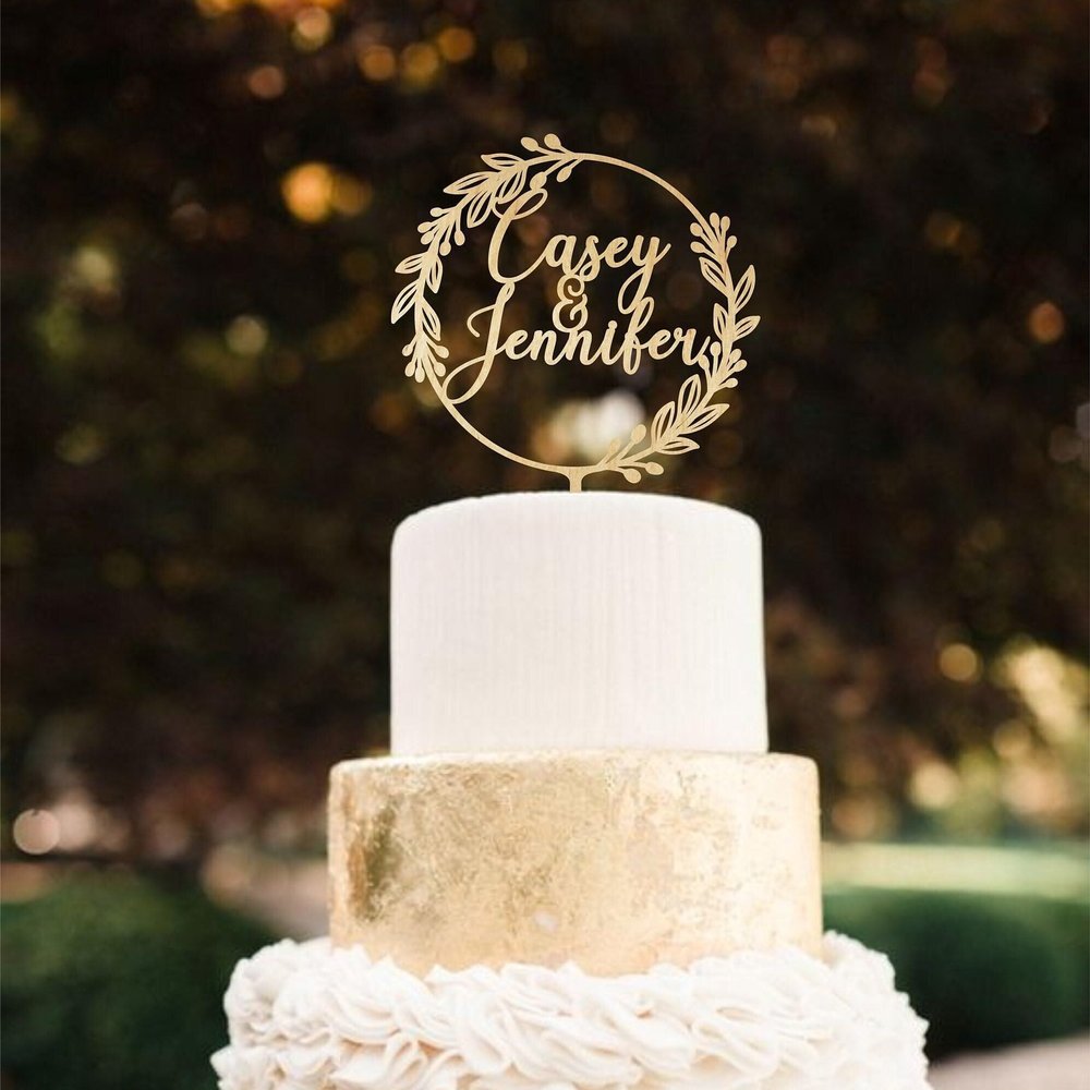 Wedding Cake Topper for Two Brides, Lesbian Mrs and Mrs ustom Name Personalized Cake Toppers for Wedding Cake Insert Sign for Wedding,Engagement,Birthday,Anniversary,Shower Party Favors.