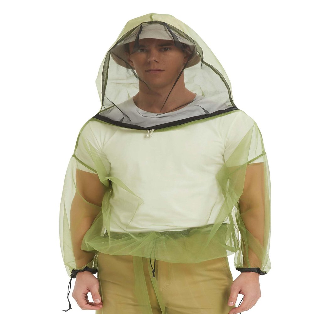 HENNCHEE Mosquito Jacket for Adult, Mesh Net Bug Hooded Jacket, Outdoor Protection Mosquito Proof Clothing XS