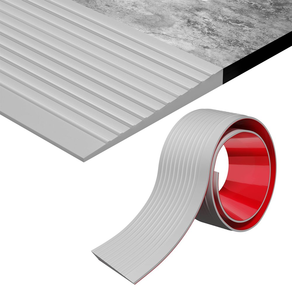 Threshold Ramps for Doorways Self-Adhesive Threshold Ramp for Doorways, Wheelchairs, Strollers, Scooters, Deceleration Ramp (Gray, 3/5" Height x 3.3Ft Long)