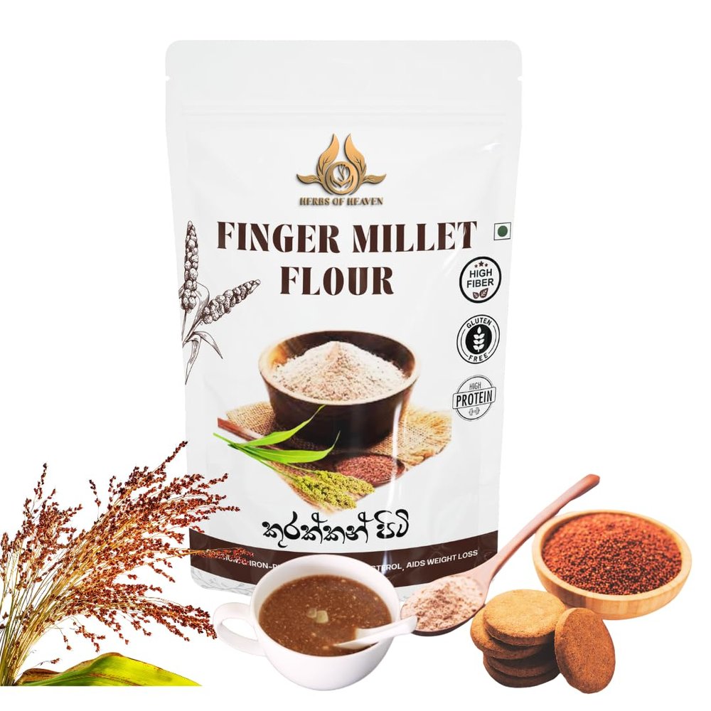 400g Finger Millet Powder (Eleusine coracana) - Cultivated From Sri Lanka And Gluten Free- 100% Pure, Premium Quality for Cooking, 100% Natural, Gluten-Free, Rich in Flavor