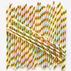 100 pcs Metallic Gold Foil Stripe Rainbow Paper Straws, Colorful Blue Yellow Pink Ombre Pride Party Drinking Straws, Kids Gender Reveal Baby Shower Birthday Cake Pop Sticks (Rainbow/Gold Foil Stripe) view 4