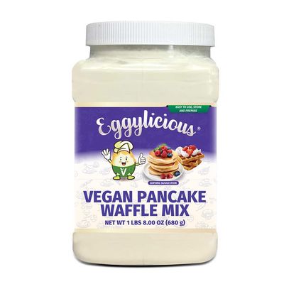 Eggylicious - PACK of 4 - Vegan Pancake Waffle Mix 1 lbs 8 oz (680 gm) | Protein & Fibre Rich Quick & Easy Breakfast | Just Add Water/Milk | Fluffy & Crispy | Natural, Non-Bioengineered