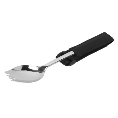 Adaptive Fork Spoon Prevent Slip Weighted Handle Stainless Steel Disabled Cutlery with Strap for Hand Tremors Arthritis