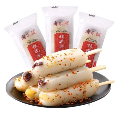 Osmanthus Rice Cake, Chinese Traditional Red Bean Pastry, Old-Style Sticky Rice Snack (Green Bean 55g *4 packs)