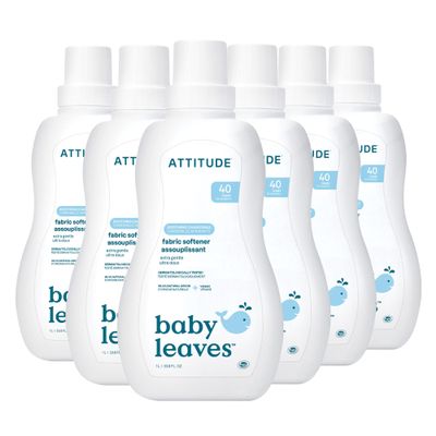 ATTITUDE Baby Fabric Softener, Plant and Mineral-Based Ingredients, HE Compatible, Vegan and Cruelty-free Laundry and Household Products, Soothing Chamomile, 40 Loads, 33.8 Fl Oz (Pack of 6)