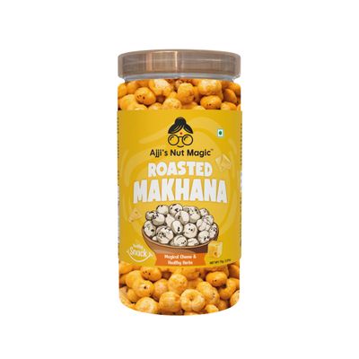 Ajji's Nut Magic Roasted Makhana Magical Cheese & Healthy Herbs | Flavored Healthy & Crunchy Snacks | Puffed Kernels Fresh Fox Nuts, Ready to Eat | Roasted Flavored Makhana Mix lotus seeds | Savory Snack, Crunchy & Flavorful (Pack of 1)