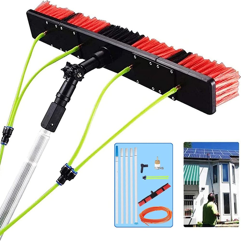 DKXCOSQ 26 Foot Window Cleaning Water Fed Poles Solar Panel Cleaning Equipment Conservatory Roof Cleaner Brush 8m Pole 50cm Brush Head