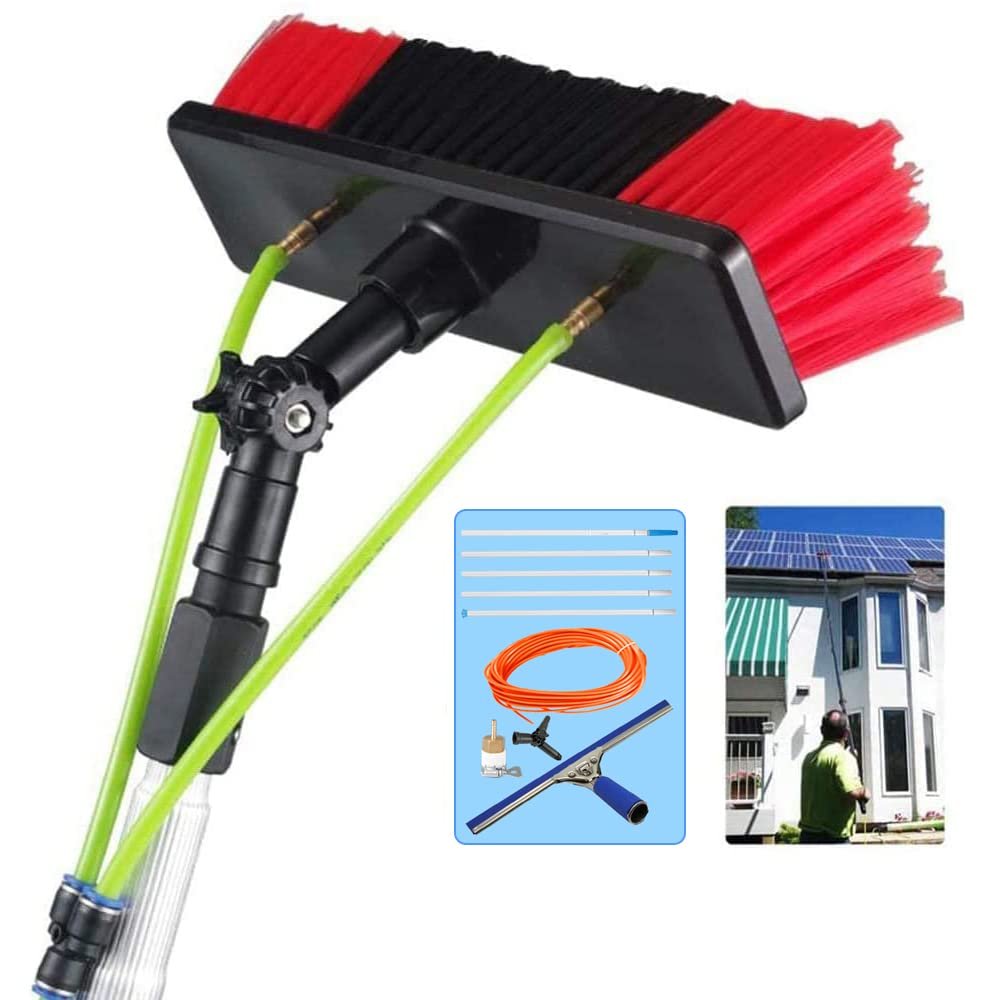 10-39 Foot Window Cleaning Brush Extendable Water Fed Solar Panel Cleaner Roof Cleaning Equipment/9m Pole/30cm Brush Head