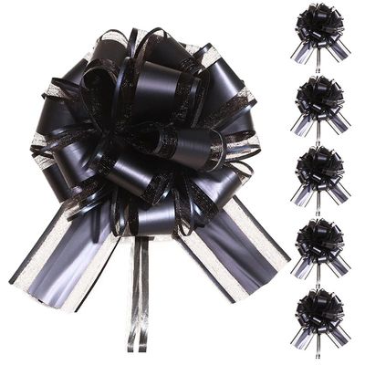 6 PCS Large Pull Bows,Bow for Gift Wrapping,Gifts Decorations,6 Party Wedding Ribbon Bows for Wrapping Boxes or Flower Decorations,Presents or Christmas Tree (Black)