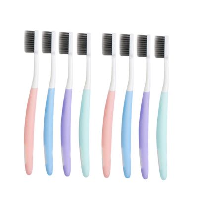 GARVALON 8pcs Bamboo Charcoal Nano Toothbrush Soft Bristles for Men and Women Ergonomic Design for Oral Care Random Colors Packaging