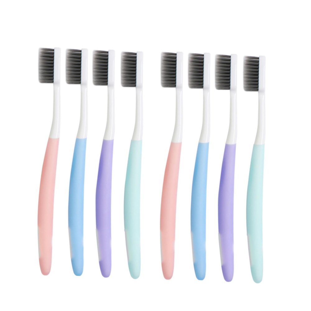 GARVALON 8pcs Bamboo Charcoal Nano Toothbrush Soft Bristles for Men and Women Ergonomic Design for Oral Care Random Colors Packaging