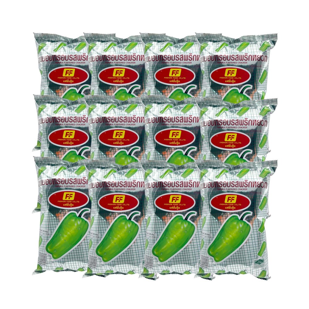 FF Tomato & Paprika Crackers, Crispy Flavored Snacks | Perfect for Dipping or On-the-Go | Authentic Thailand Snacks (36g x 12 & 28g x 12) ((28g x 12), Paprika)