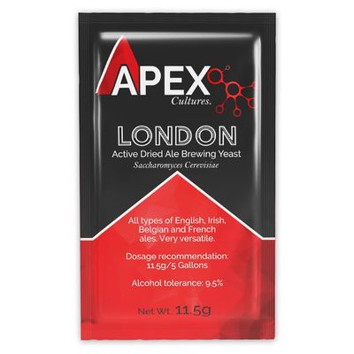 5 Pack Apex Cultures LONDON ALE Dry British Ale Yeast 11.5g Packet
