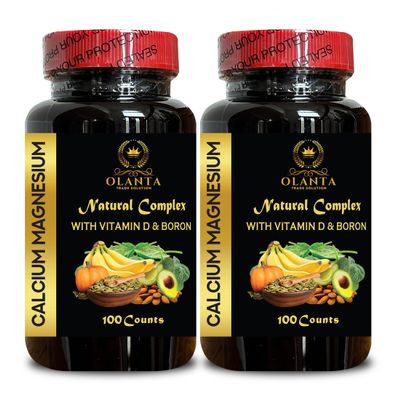 Calcium Magnesium Complex - Immune Support Supplement with Vitamin D, Boron, Complete Mineral Complex, Support Phosphorus Levels, Immunity Booster - 2 Bottles 200 Capsules