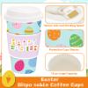 JarThenaAMCS 48 Set Happy Easter Disposable Coffee Cups with Lids and Sleeves 16 Oz Colorful Cute Easter Eggs Paper Drinking Cups To Go Coffee Cup for Spring Holiday Party Supplies view 3