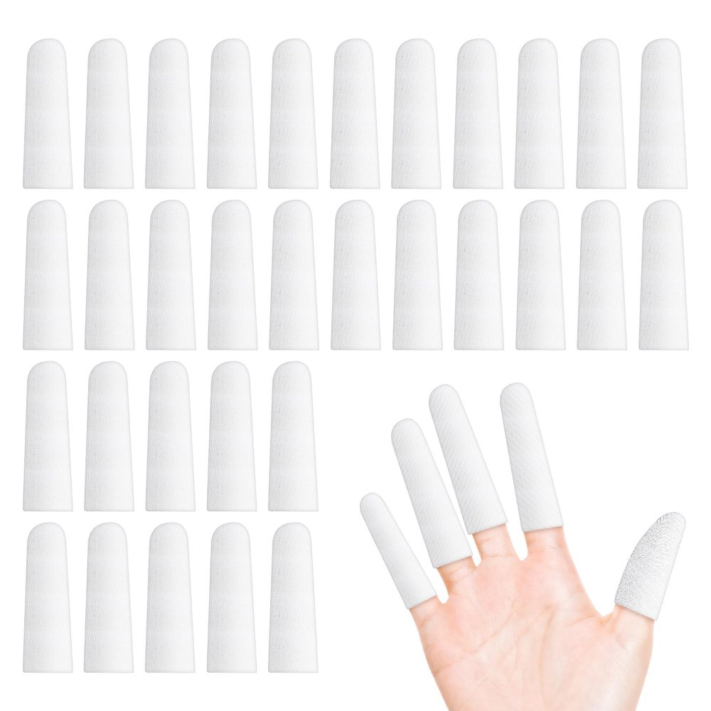 200 pcs Cotton Finger Cots - Cloth Finger Cots Finger Toe Sleeves Fingertips Protective Cover, White Finger Cots Finger Protectors, Thumb Protector for Finger Tips Comfortable and Breathable(White)