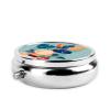 Round Mini Pill Box 3 Compartment Small Pill Box Blue Orange Turtleback Bamboo Colorful Printed Travel Pill Box Portable view 3