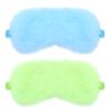 2 Pcs Plush Leopard Eye Mask Soft Sleeping Blindfold Eye Cover Comfortable Furry Faux Fur Sleeping Mask Satin Nap Night Eyeshade Cover for Women Men Gift (Green, Blue) view 1
