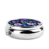 Round Mini Pill Box 3 Compartment Small Pill Box Purple Camellia Colorful Printed Travel Pill Box Portable view 3
