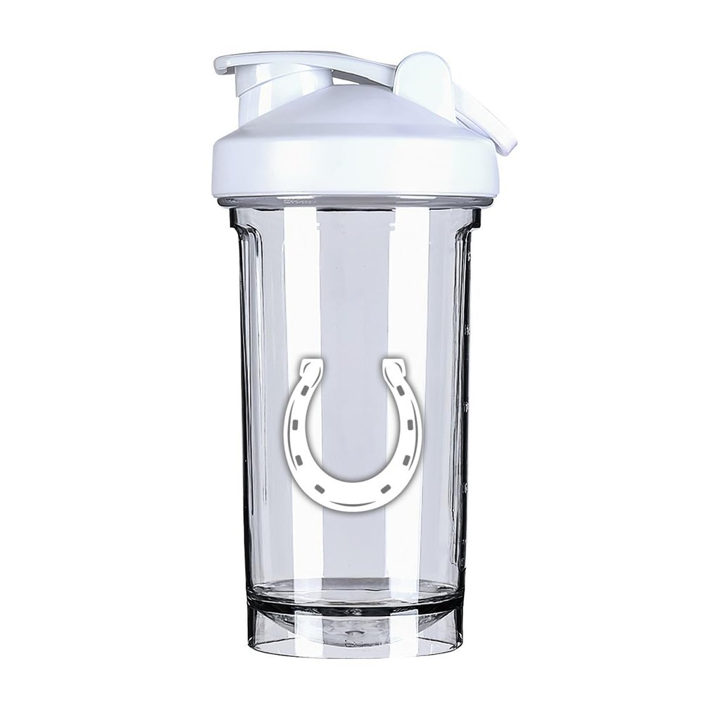 A Horseshoe 18 Ounce Shaker Cup,Fashion Theme Pattern Shaker Bottle Leak-proof Workout Shake Bottles 500ML/18 oz Perfect for Pre Workout White 0