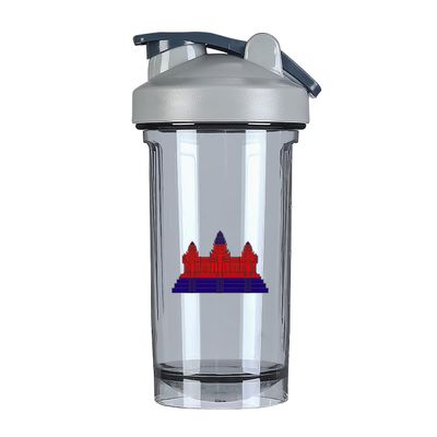 Cambodian Flags 18 Ounce Shaker Cup,Fashion Theme Pattern Shaker Bottle Leak-proof Workout Shake Bottles 500ML/18 oz Perfect for Pre Workout Gray 0
