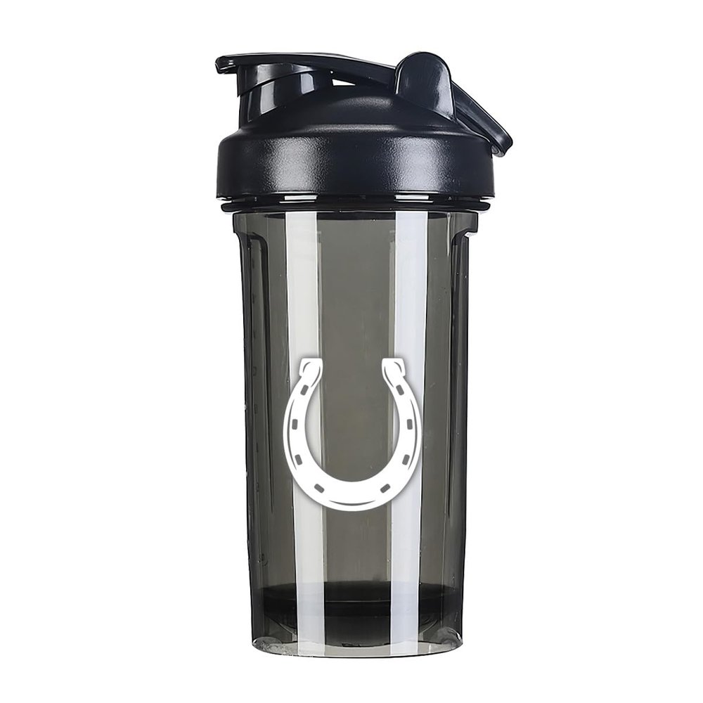 A Horseshoe 18 Ounce Shaker Cup,Fashion Theme Pattern Shaker Bottle Leak-proof Workout Shake Bottles 500ML/18 oz Perfect for Pre Workout Black 0