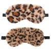 2 Pcs Plush Leopard Eye Mask Soft Sleeping Blindfold Eye Cover Comfortable Furry Faux Fur Sleeping Mask Satin Nap Night Eyeshade Cover for Women Men Gift (Brown, Coffee) view 1