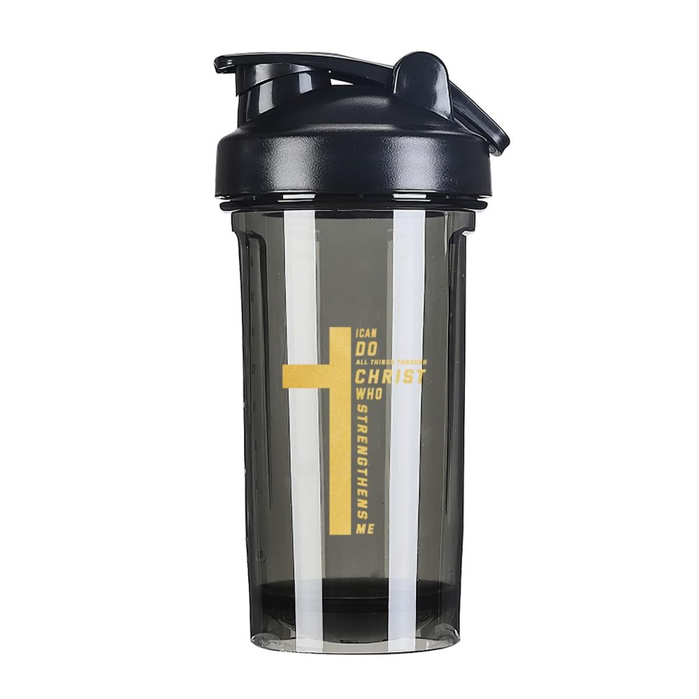 Christian Christ Jesus Cross 18 Ounce Shaker Cup,Fashion Theme Pattern Shaker Bottle Leak-proof Workout Shake Bottles 500ML/18 oz Perfect for Pre Workout Black 0