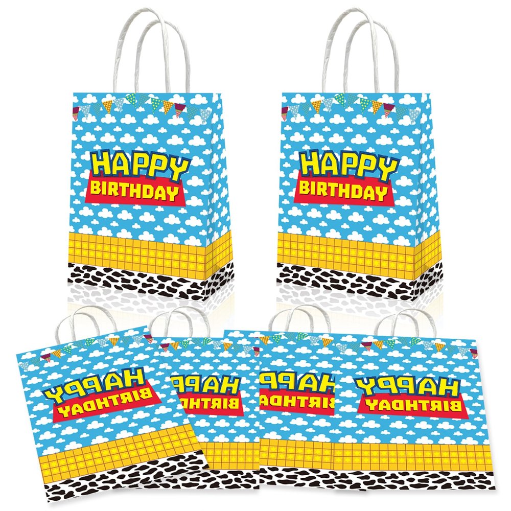 Eleventheart 20 Pcs Cartoon Birthday Decorations Blue Sky White Cloud Toy Theme Gift Bags for Boys and Girls kid party Supplies