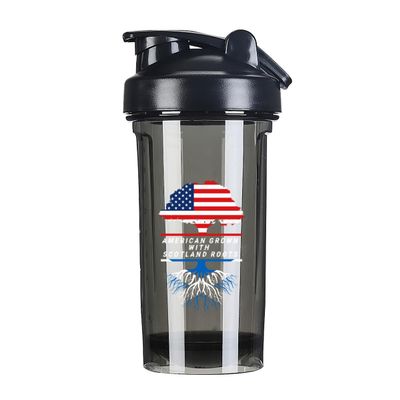 America Grown With Scotland Roots 18 Ounce Shaker Cup,Fashion Theme Pattern Shaker Bottle Leak-proof Workout Shake Bottles 500ML/18 oz Perfect for Pre Workout Black 0