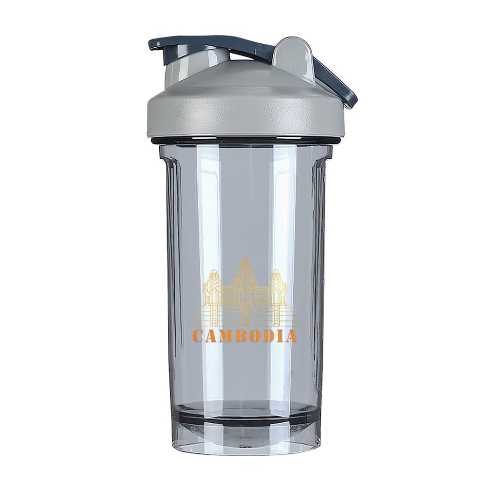Cambodian Buddha Palace 5 18 Ounce Shaker Cup,Fashion Theme Pattern Shaker Bottle Leak-proof Workout Shake Bottles 500ML/18 oz Perfect for Pre Workout Gray 0