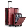 2 Pieces of Luggage, Suitcases, Luggage Set, Silicone Handles, Front Opening, Stylish Stripes, Silent Wheels, Spinner Wheels, Interior Organization, TSA Combination Lock, 20/28 Inches, Burgundy view 4