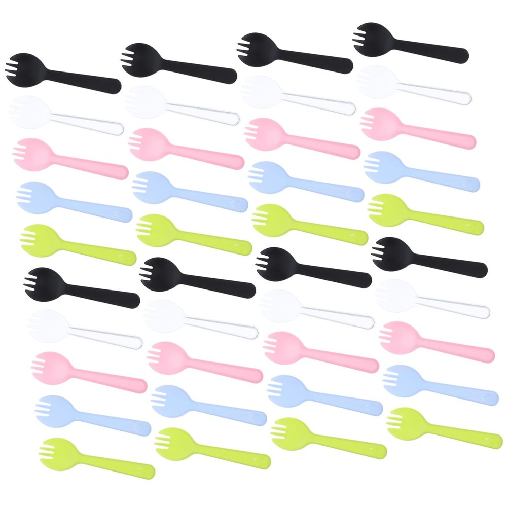 NineLife Basics 100Pcs Plastic Serving Utensils Forks Spoons Knife Disposable Mini for Party Ice Cream Desserts Easy to Carry