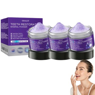 ODALIT Teeth Restoration Mineral Powder, Tooth Whitening Powder Natural, Mineral Tooth Pow-der, Effective in Strengthening Teeth and Gums, Fresh Breath (3 Bottle)