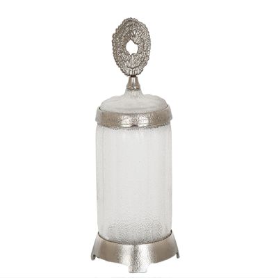 BOTE VIDRIO/METAL PLATEADO