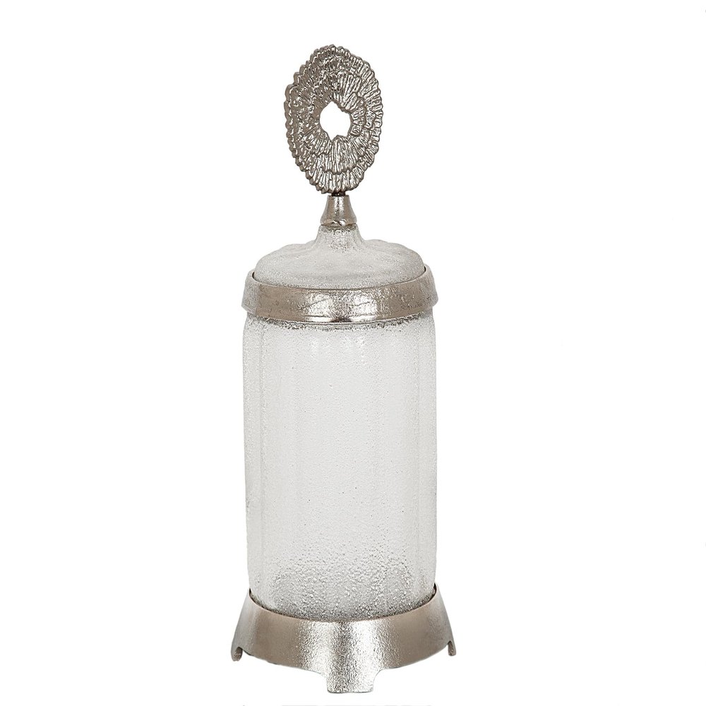 BOTE VIDRIO/METAL PLATEADO