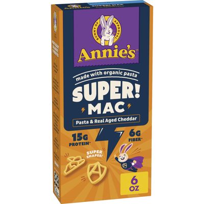 Annie's Super! Mac Shapes and Real Aged Cheddar, Made with Organic Pasta, 6 oz