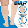 (3 Pairs) Toeless Compression Socks for Women and Men 15-20mmHg - Support Stockings for Post Surgery Recovery, Varicose Veins Circulation, Swelling, Lymphedema, Diabetic, Pregnancy - Beige, Large view 3