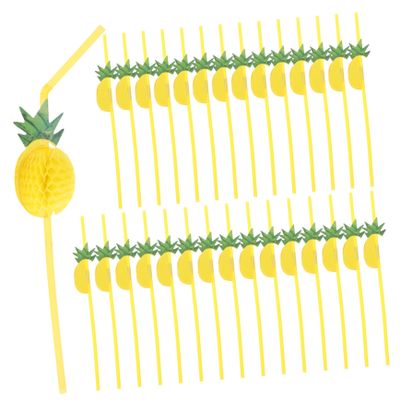 ORFOFE 30pcs Pineapple Shape Straws for Drinks Fruit Straws Bachelorette Party Decorations