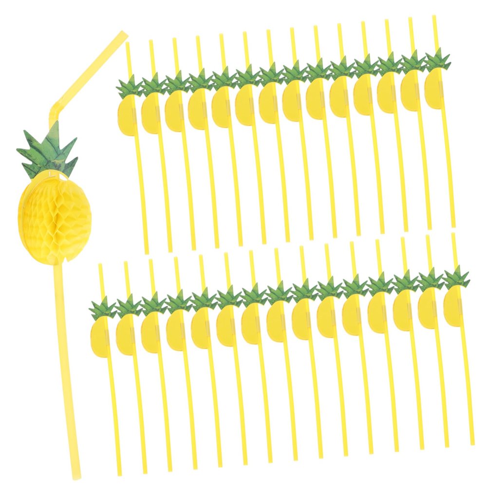 ORFOFE 30pcs Pineapple Shape Straws for Drinks Fruit Straws Bachelorette Party Decorations