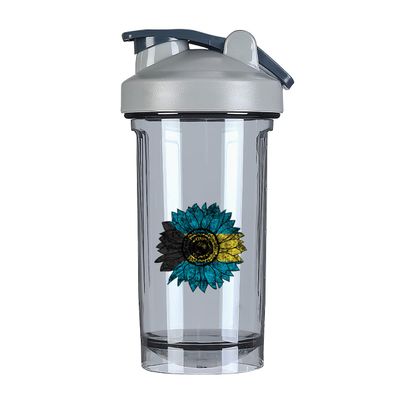 Vintage Sunflower Bahamas Bahamian Flag 18 Ounce Shaker Bottle Drink Mixer Leak-proof Pre Workout Protein Shakes Meal Replacement Shakes Bottles 500ML/18 Oz Gray