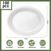 100 Pcs Compostable Oval Paper Plates 12 Inch - Heavy Duty Bagasse Platters - Biodegradable White Plates,Eco-Friendly Disposable Dinner Platters for BBQ,Picnic,Wedding,Party,Thanksgiving,Christmas view 2