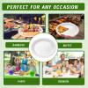 100 Pcs Compostable Oval Paper Plates 12 Inch - Heavy Duty Bagasse Platters - Biodegradable White Plates,Eco-Friendly Disposable Dinner Platters for BBQ,Picnic,Wedding,Party,Thanksgiving,Christmas view 4