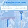10Ft Window Cleaning Kit with Extension Pole, 14" Squeegee and 15" Scrubber with Long Handle, Window Cleaner Tool Washing Equipment for Outdoor High Windows Glass view 2