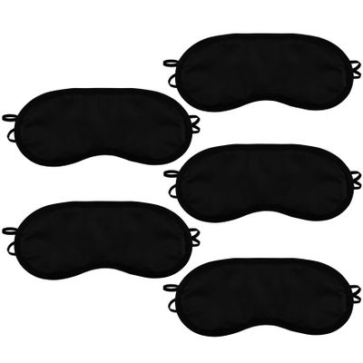 5 Pcs Eye Masks, Sleeping Mask Lightweight Shade Blindfold, Eye Covers for Sleeping Travel Sleep Party Games, Unisex (Black)