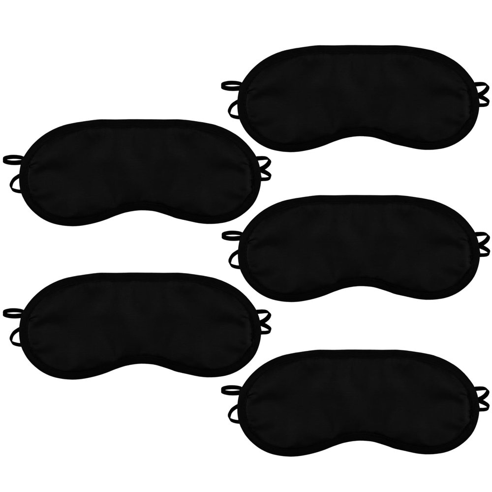 5 Pcs Eye Masks, Sleeping Mask Lightweight Shade Blindfold, Eye Covers for Sleeping Travel Sleep Party Games, Unisex (Black)