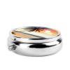 Palm Tree On Beach Round Pill Box Portable Metal Pill Case 3 Compartment Small Travel Pill Organizer Cute Vitamins Holder Organizer for Purse Pocket view 4