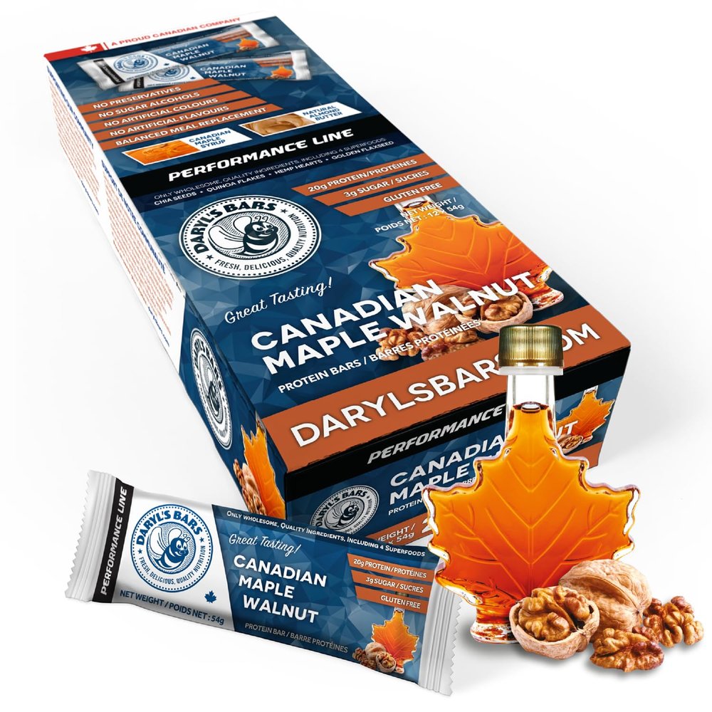 Daryl's Bars, Canadian Maple Walnut On the Go Whey Protein Bars, Gluten Free, 20gr of Protein Snack, Meal Replacement, Pack of 1