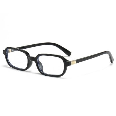 LJCZKA Rectangular Blue Light Blocking Glasses for Women Men Retro Small Square Frame Anti Eyestrain Computer Eyeglasses (Black Clear)